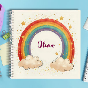 Cahier Charmant Arc-en-Ciel avec Étoiles Brillante