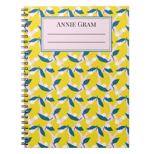 Cahier Citrons Fantaisistes & Feuilles Bleues (Devant)