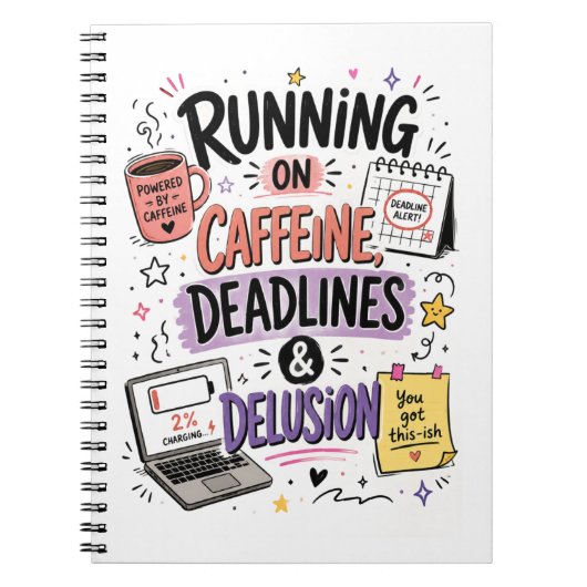 Cahier Courir à la caféine, deadlines & illusion (Devant)