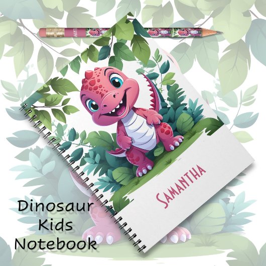 Cahier d'aventure du dinosaure rose pour enfants