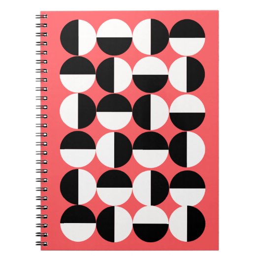 Cahier de cercles géométriques noir et blanc moder (Devant)