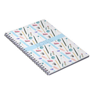 Cahier de classe de mathématiques bleu aqua rose