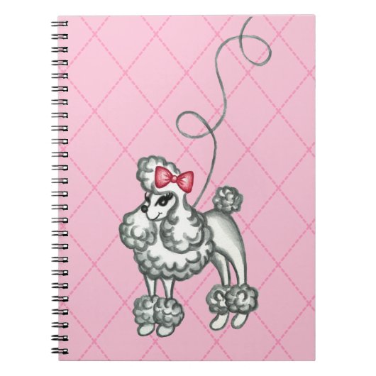 Cahier de classe d'école rétro French Pink Poodle (Devant)