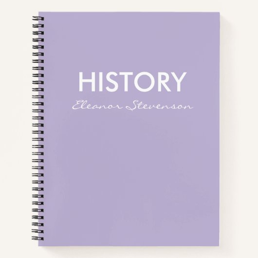 Cahier de classe d'histoire personnalisé au lilas (Devant)