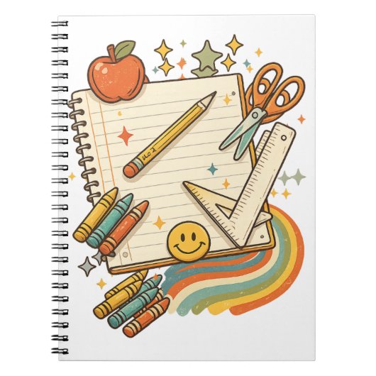 Cahier de collage Fournitures Scolaires Rétro (Devant)