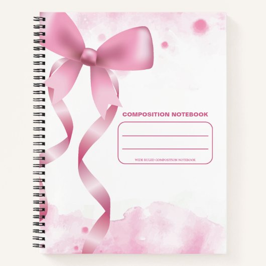 Cahier de composition à règle large avec noeud ros (Devant)