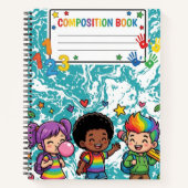 Cahier de composition en marbre sarcelle pour enfa (Devant)