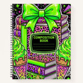 Cahier de composition imprimé léopard rose néon 90 (Devant)