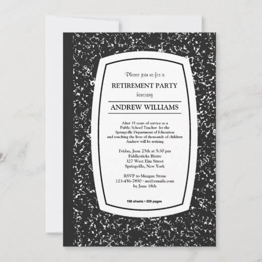 Cahier de Composition Invitations à la fête de ret (Devant)