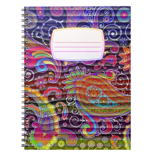 cahier de composition ondulé à motifs paisley de c (Devant)