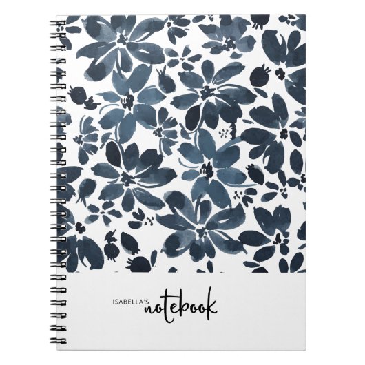 Cahier de couverture florale marine pour fille mig (Devant)