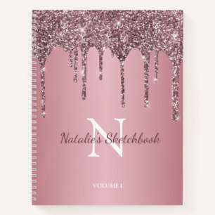 Cahier de croquis à monogramme avec gouttes de pai