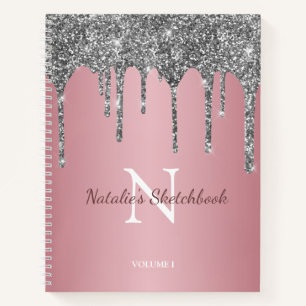 Cahier de croquis à monogramme avec gouttes de pai