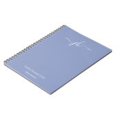Cahier de croquis à monogramme bleu avec nom (Côté gauche)
