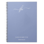 Cahier de croquis à monogramme bleu avec nom (Devant)