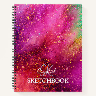 Cahier de croquis à monogramme en art pailleté col