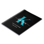 Cahier de croquis à monogramme sarcelle noir (Côté gauche)