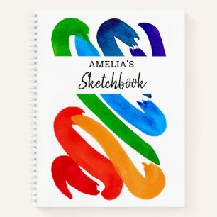 Cahier de croquis à motif arc-en-ciel personnalisé
