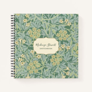 Cahier de croquis à motif floral jasmin vert