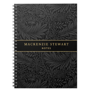 Cahier de croquis à motif floral noir élégant