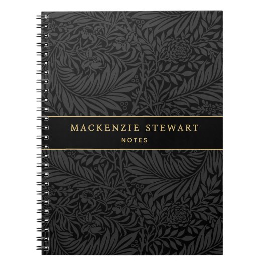 Cahier de croquis à motif floral noir élégant (Devant)
