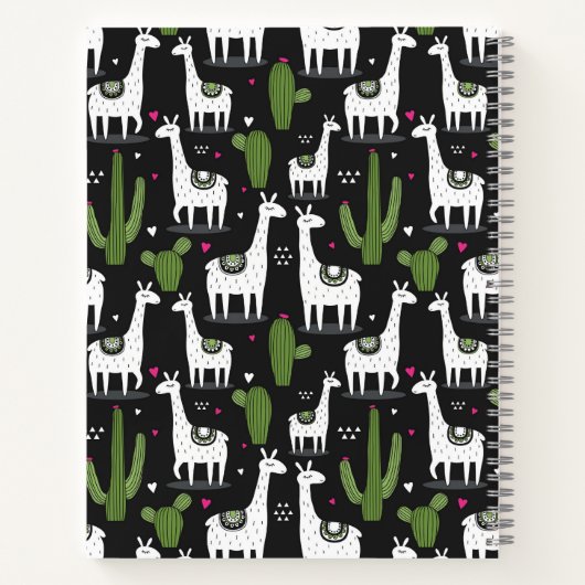 Cahier de croquis Cactus Lama Noir Blanc Mignon po (Dos)