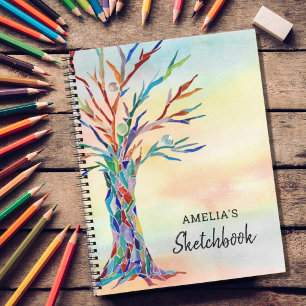 Cahier de croquis d'arbre coloré personnalisé