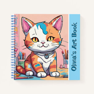 Cahier de croquis d'art de chat mignon à reliure s