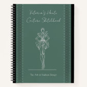 Cahier de croquis de mode haute couture vert forêt (Devant)