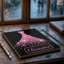 Cahier de croquis de robe à paillettes rose noir p