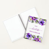 Cahier de croquis fleurons violets monogramme blan (Intérieur)