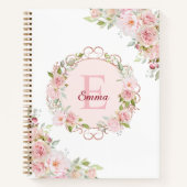 Cahier de croquis Fleurs de rose rose aquarelle Mo (Devant)