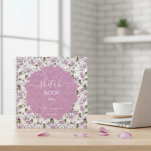 Cahier de croquis floral violet romantique