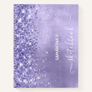 Cahier de croquis girly bleu lavande Paillettes Pe