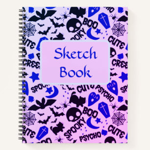 Cahier de croquis Halloween Violet, Bleu et Noir