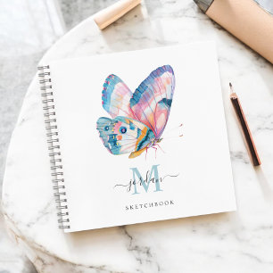 Cahier de croquis Papillon à l'aquarelle avec mono