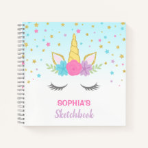 Cahier de croquis personnalisé pour enfants Licorn