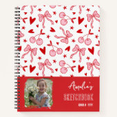 Cahier de croquis photo personnalisé Cerise rouge  (Devant)