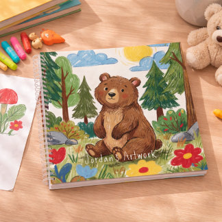 Cahier de croquis pour enfants avec un ours mignon