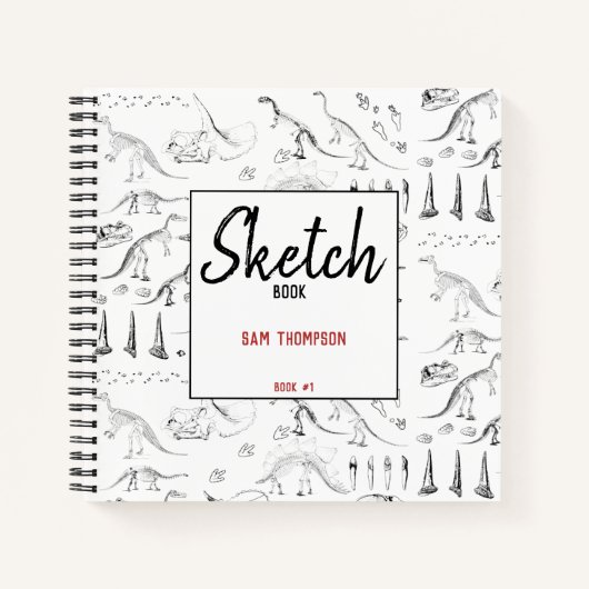 Cahier de croquis pour enfants motif os de fossile (Devant)