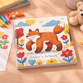 Cahier de croquis pour enfants renard mignon dans
