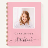 Cahier de croquis rose photo enfants typographie (Devant)