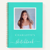 Cahier de croquis typographie de filles photo turq (Devant)