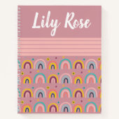 Cahier de dessin motif arc-en-ciel rose personnali (Devant)