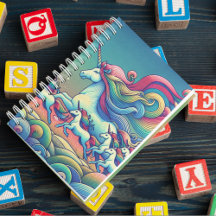 Cahier de fantaisie licorne arc-en-ciel géant