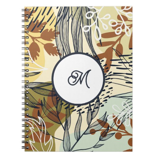 Cahier de feuilles Boho Brun Vert Or (Devant)