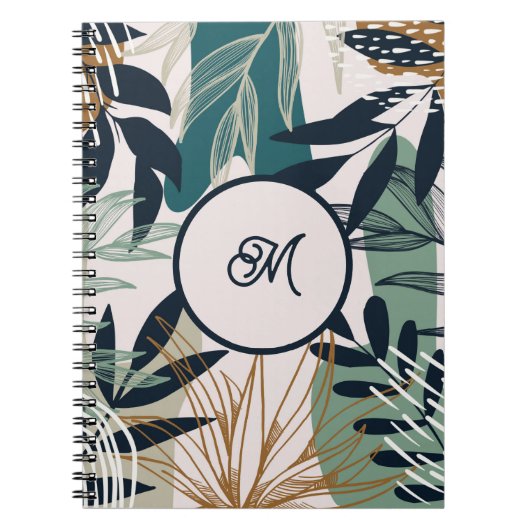 Cahier de feuilles de Boho Navy sarcelle or (Devant)