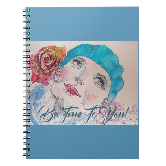 Cahier de fille avec rose rouge et béret Soyez vra (Devant)