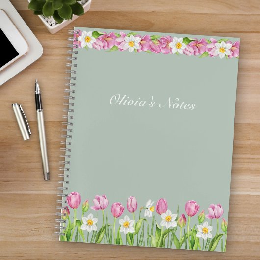 Cahier de fleurs de printemps Tulipes roses & Jonq