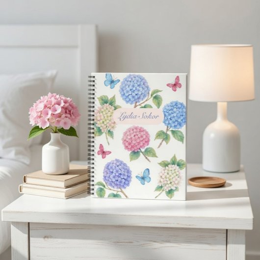 Cahier de fleurs d'hydrangea à l'aquarelle personn